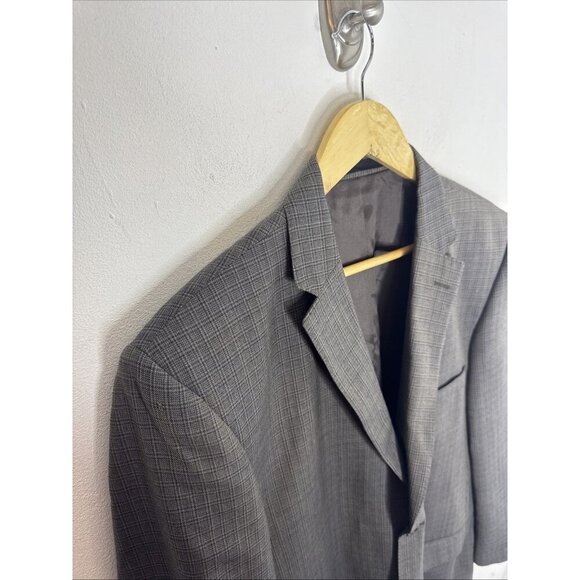 Austin Reed Blazer Men’s 42 100% Wool Gray Windowpane Check Sport Coat - Picture 3 of 8